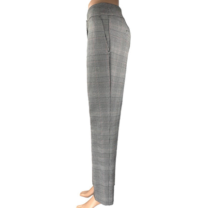 Ann Taylor Black White Plaid Checkered Straight Leg Trousers Dress Pants Size 8