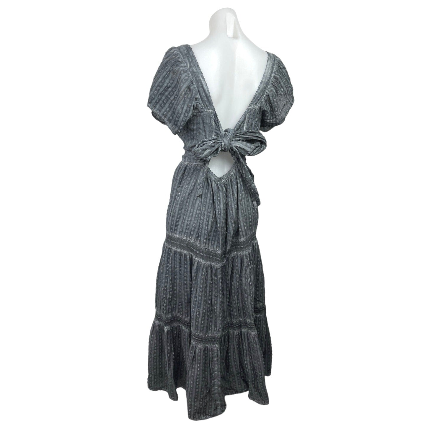 American Eagle Gray Square Neck Puff Sleeve A Line Tiered Midi Dress Size XXL American Eagle Gray Square Neck Puff Sleeve A Line Tiered Midi Dress Size XXL