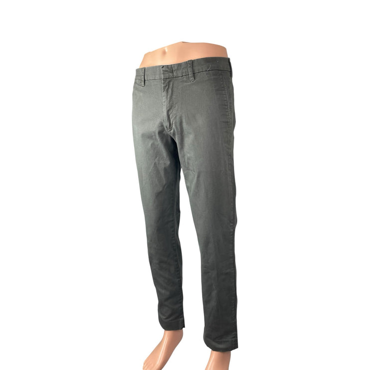 Vince Men Gray Griffith Slim Fit Mid Rise Straight Chino Khaki Trousers Pants 32