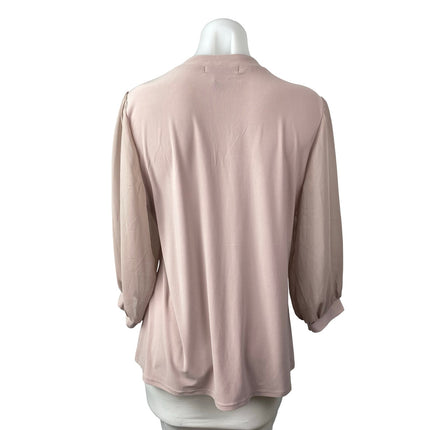 Adele & May Women's Pink Quarter Sleeve Pockets Button Down Blouse Shirt Top L