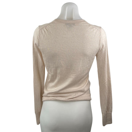 J.Crew Women's Beige 100% Merino Wool Long Sleeve Crew Neck Sweater Top Size XS