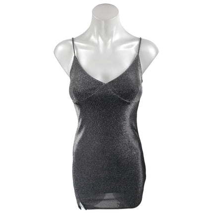 Honey Punch Silver Metallic Sleeveless Cami Camisole Tank Mini Slip Dress Sz S