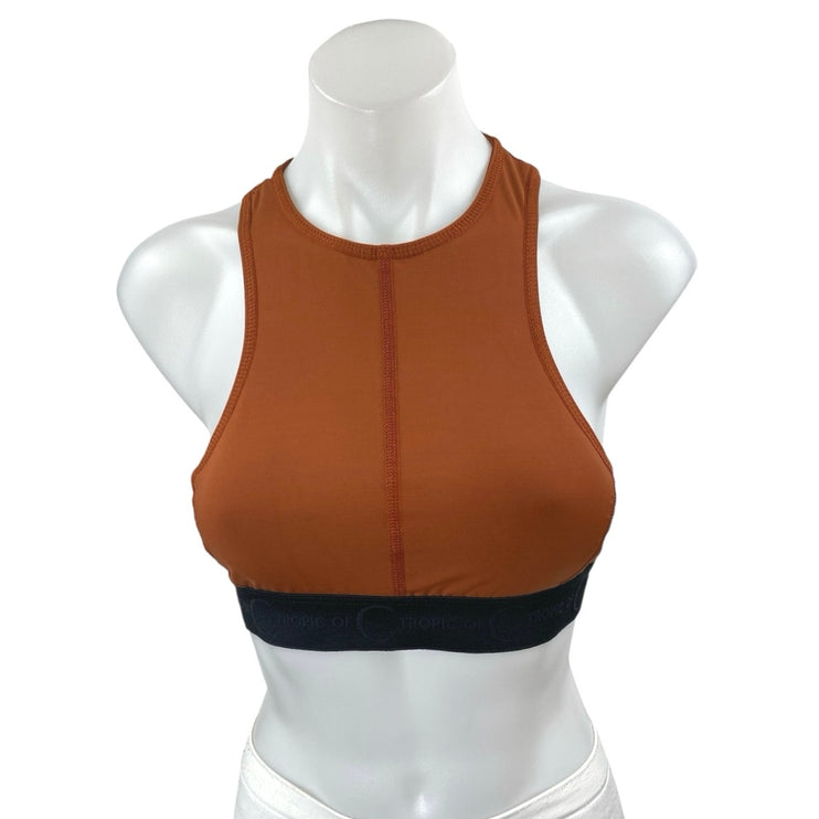 Tropic of C Circ Brown Sleeveless Racerback Athletic Sports Bra Crop Tank Top XS