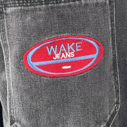 Wake Women's Black High Rise Y2k Utility Baggy Wide Leg Cargo Denim Jeans Size S
