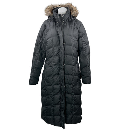 Eddie Bauer Women's Black Quilted Hooded Lodge Down Duffle Parka Coat Jacket XL