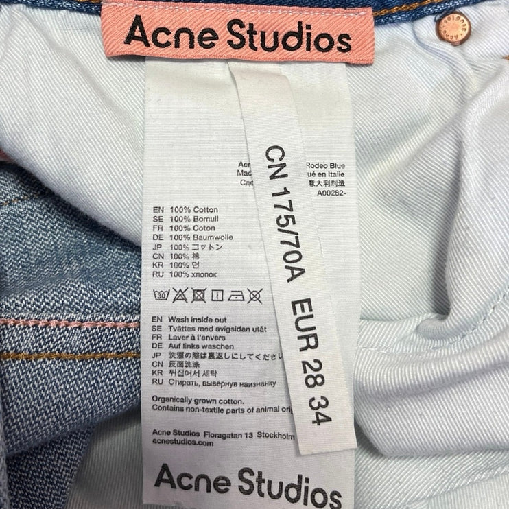 Acne Studios Women's Blue High Waisted Medium Wash Straight Denim Jeans Size 34