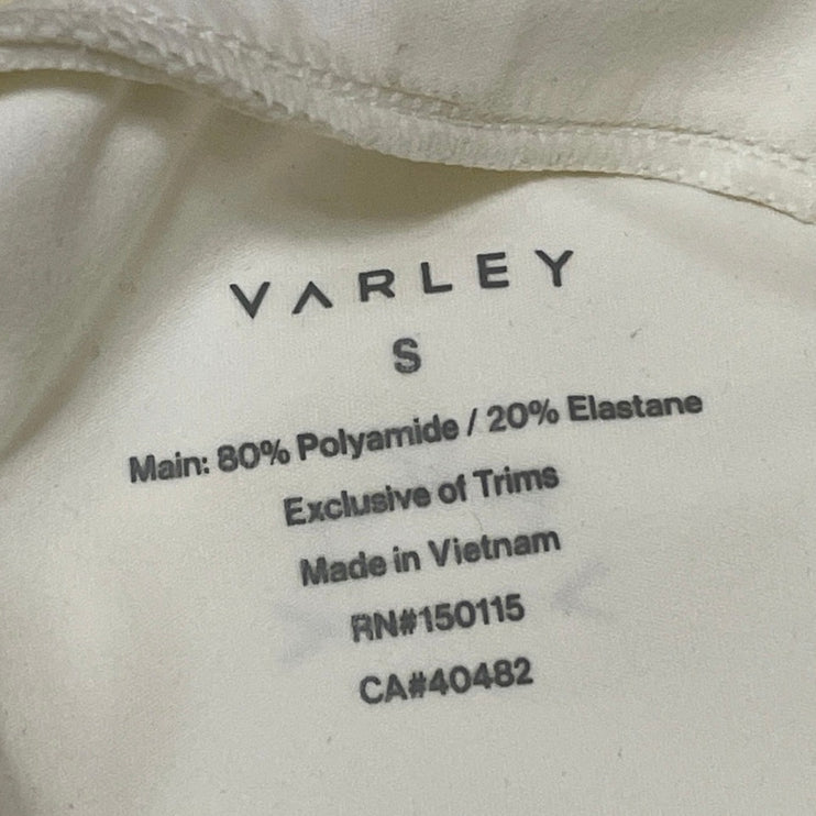 Varley Women's White Mock Neck Long Sleeve 1/2 Zip Athletic Crop Top Size S