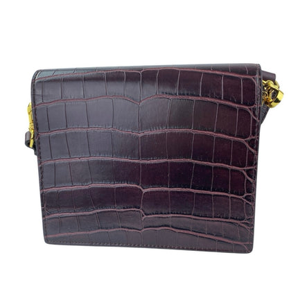 JW Pei Mini Flap Burgundy Red Croc Faux Leather Vegan Crossbody Bag Handbag