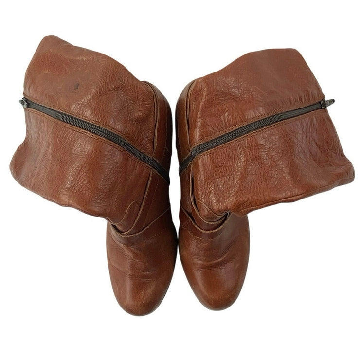 BORN Nuri Women's Brown Leather Harness Round Toe Heeled Ankle Boots Size 9