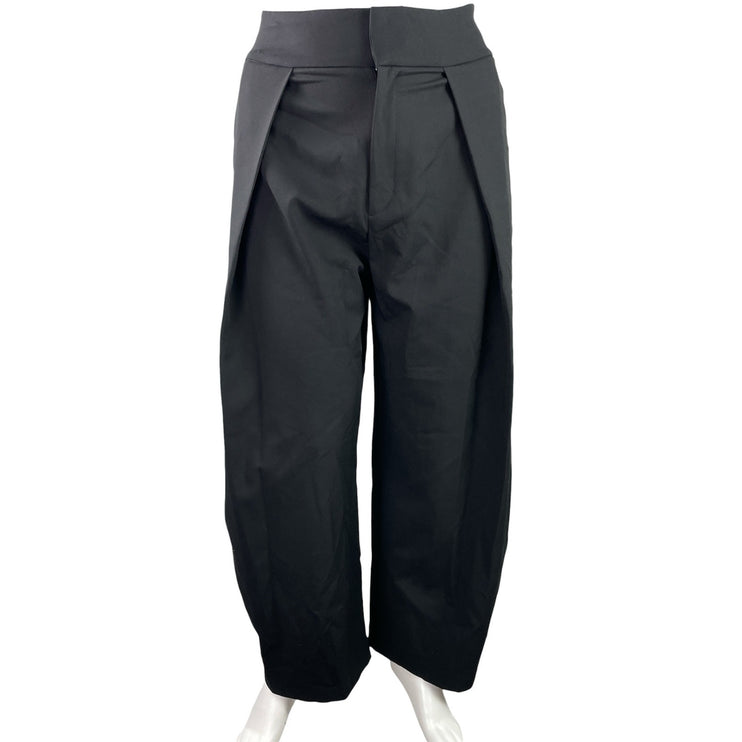 Zara Women's Black Switch Flip Pleated High Rise Wide Leg Trouser Pants Size XL