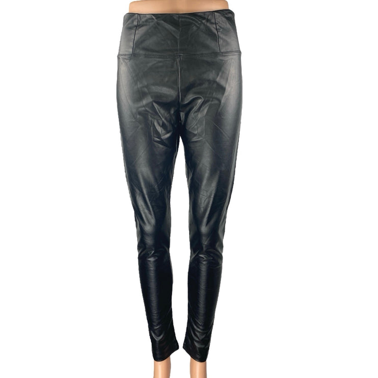 Fashion Nova Women's Black Faux Leather Vegan High Rise Leggings Pants Size M