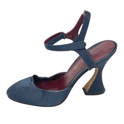 Sies Marjan Women's Blue Suede Closed Toe Ankle Strap Heels Sandals Size 6.5
