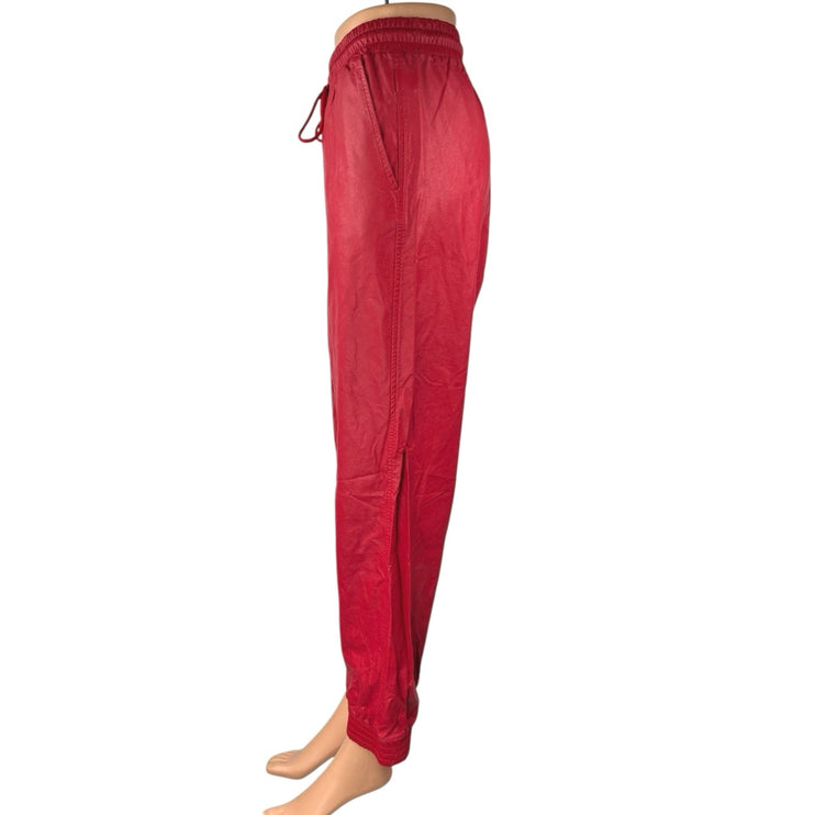 Stella Luce Womens Red Faux Leather Vegan Drawstring Jogger Sweat Pants Size XL