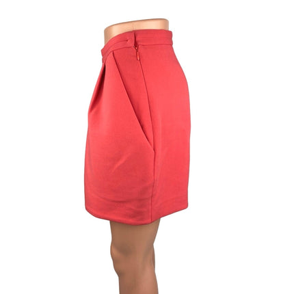 Zara Trafaluc Red Orange Peach Pleated High Waisted Pencil Mini Skirt Size M