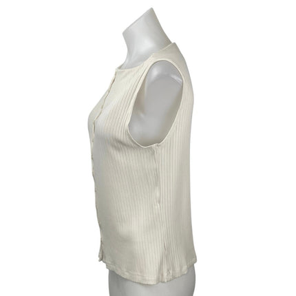 Abercrombie & Fitch Women's White Sleeveless Button Down Crop Tank Top Size L