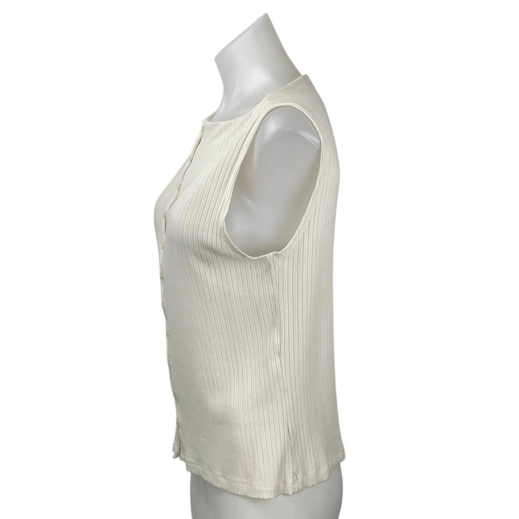 Abercrombie & Fitch Women's White Sleeveless Button Down Crop Tank Top Size L