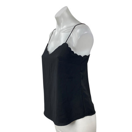 J.Crew Women's Black Sleeveless Scalloped V Neck Cami Camisole Tank Top Size 0