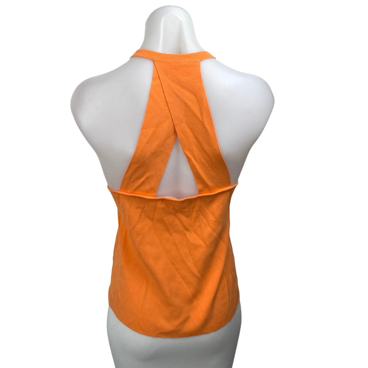 Rowen Women's Orange Sleeveless Halter Activewear Workout Yoga Tank Top Size M
