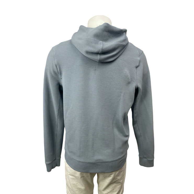 Lululemon Shift Stitch Mens Blue Waffle Knit Long Sleeve Hoodie Sweatshirt Top M