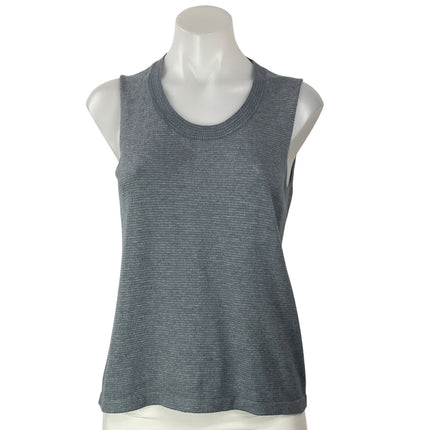 Lamberto Losani Women's Gray Sleeveless Cashmere Knit Scoop Neck Tank Top Size S