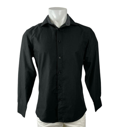 BC Collection Men's Black Slim Fit Long Sleeve Button Down Shirt Top Size S