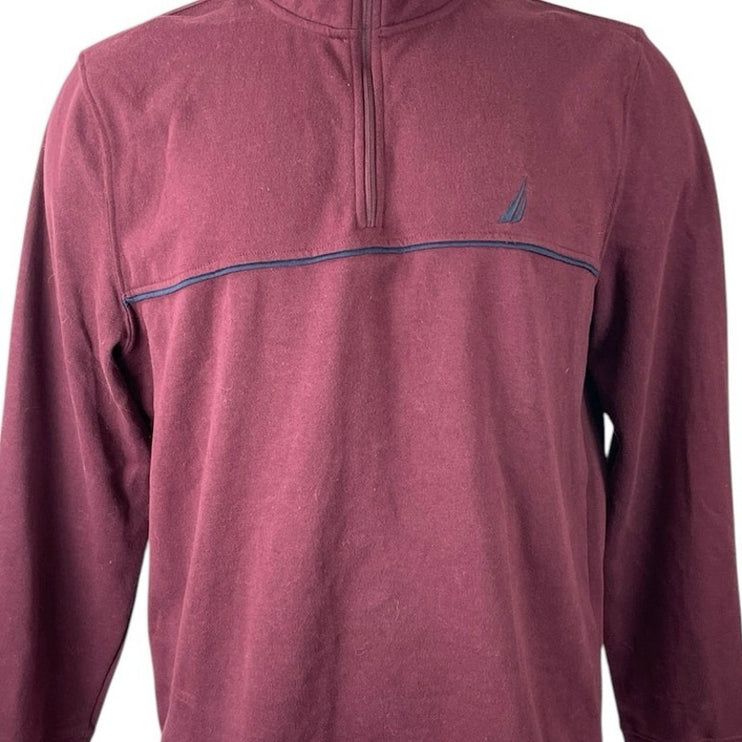 Nautica Mens Red Embroidered Logo Mock Neck Long Sleeve Sweater Sweatshirt Top L