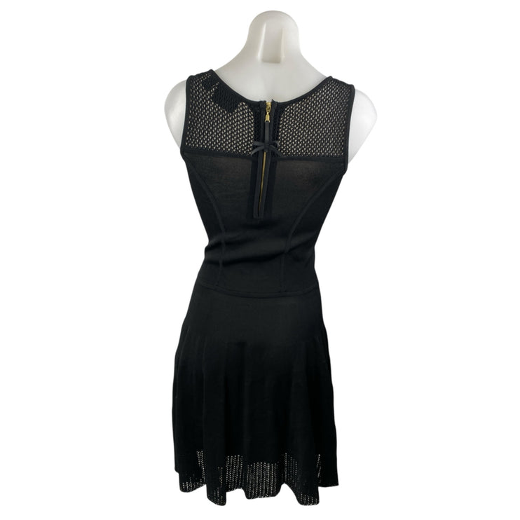Cynthia Rowley Black Mesh Sleeveless Mini Fit & Flare Tank A-Line Dress Size XS