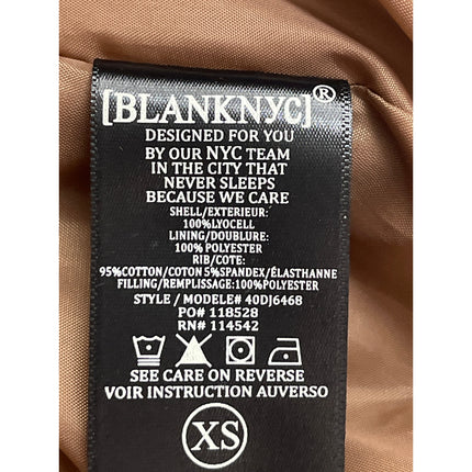 Blank NYC Women's Brown Tencel Quilted Puffer Cropped Bomber Coat Jacket Size XS