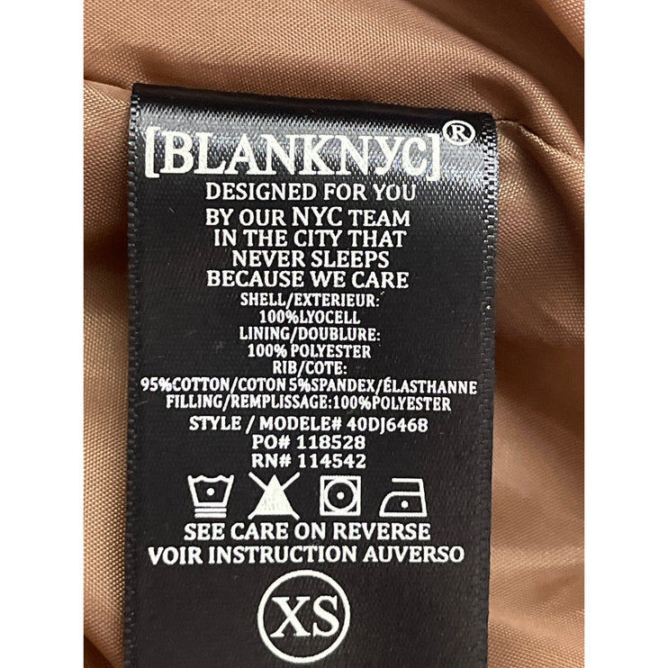 Blank NYC Women's Brown Tencel Quilted Puffer Cropped Bomber Coat Jacket Size XS