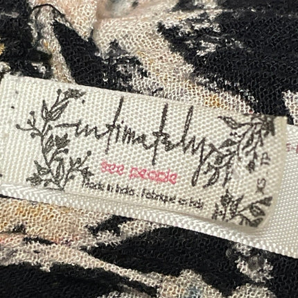 Free People Bali Wildflower Black Floral High Rise Wide Leg Trousers Pants Sz XS