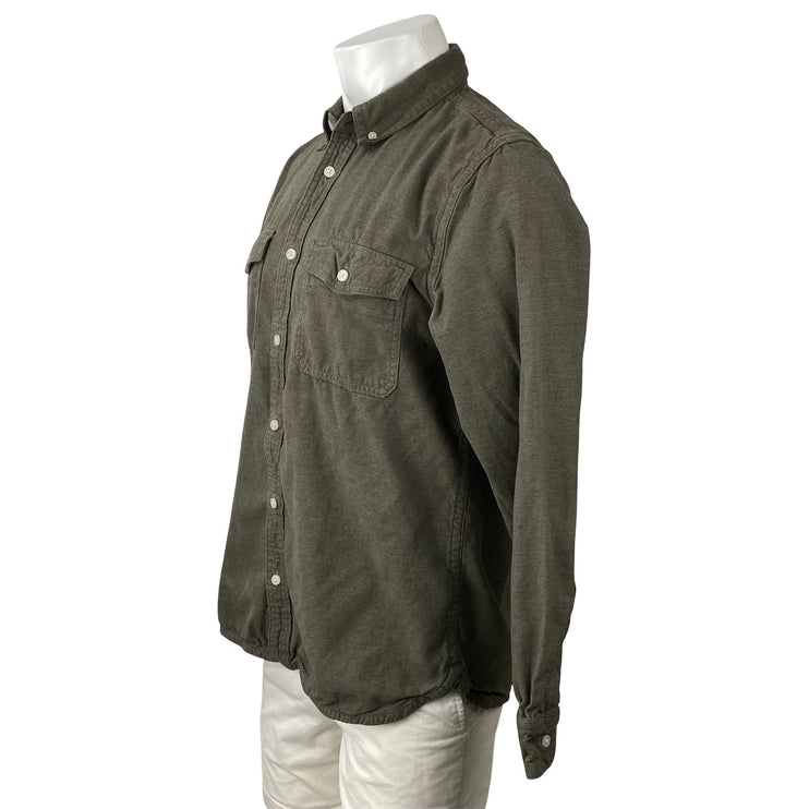 Everlane Men's Olive Green Long Sleeve Chest Pocket Button Down Shirt Top Size L