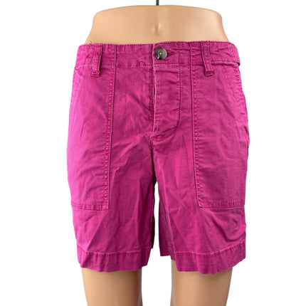 Cabi Women's Pink Mid Rise Straight Bermuda Utility Denim Jeans Shorts Size 2