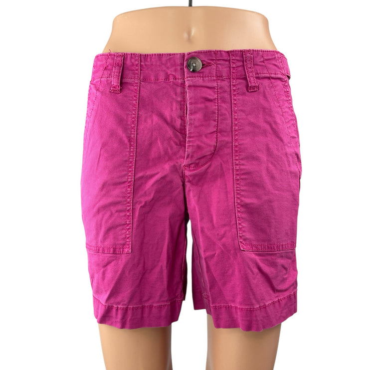 Cabi Women's Pink Mid Rise Straight Bermuda Utility Denim Jeans Shorts Size 2