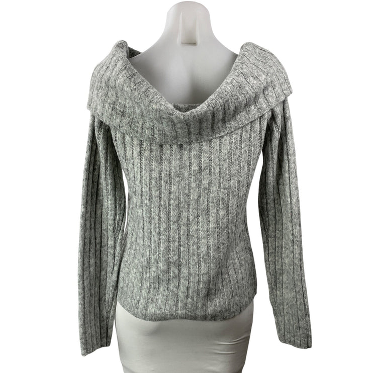 Abercrombie & Fitch Women's Gray Off The Shoulder Long Sleeve Sweater Top Size L