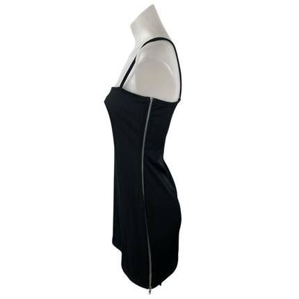 Collusion Womens Black Sleeveless Ribbed Knit Zip Cami Tank Mini Bodycon Dress 6