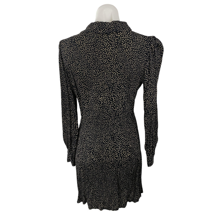 & Other Stories Black White Dotted Polka Dots Long Sleeve A Line Mini Dress Sz 8