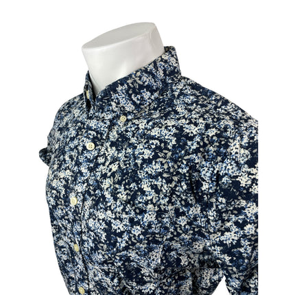 Abercrombie & Fitch Muscle Mens Blue Floral Short Sleeve Button Down Shirt Top S