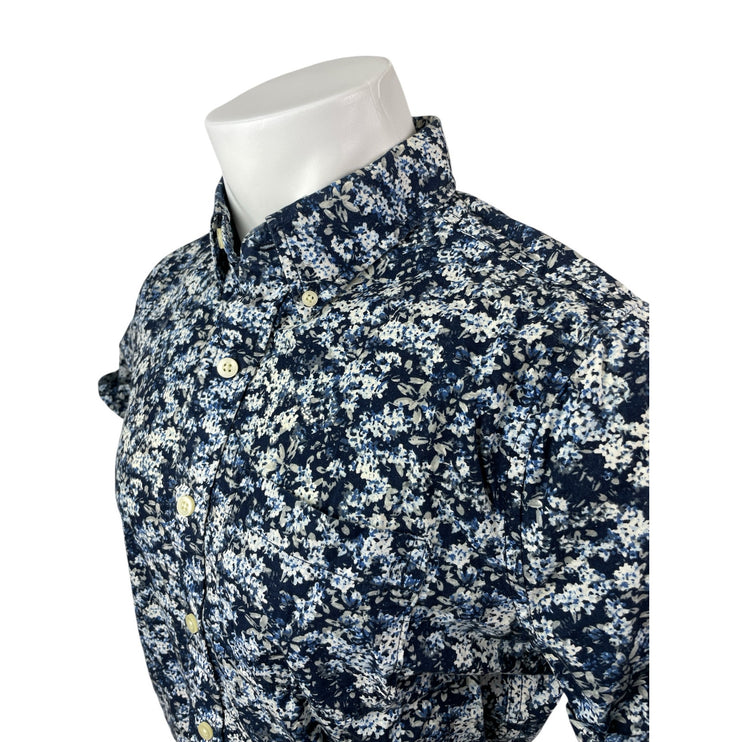 Abercrombie & Fitch Muscle Mens Blue Floral Short Sleeve Button Down Shirt Top S