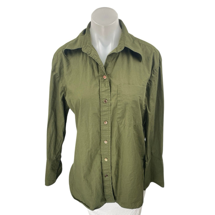 Banana Republic Women's Green Collared Long Sleeve Button Down Shirt Top Size XS
