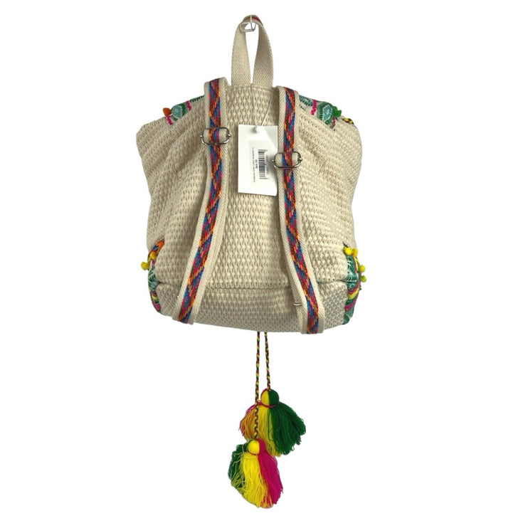 NEW Jen & Co Multicolor Tasseled Boho Hippie Magdelena Aztec Cotton Backpack