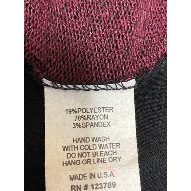 Francesca's Red Sheer Mesh Back V Neck Long Sleeve Tunic Blouse Sweater Top Sz L