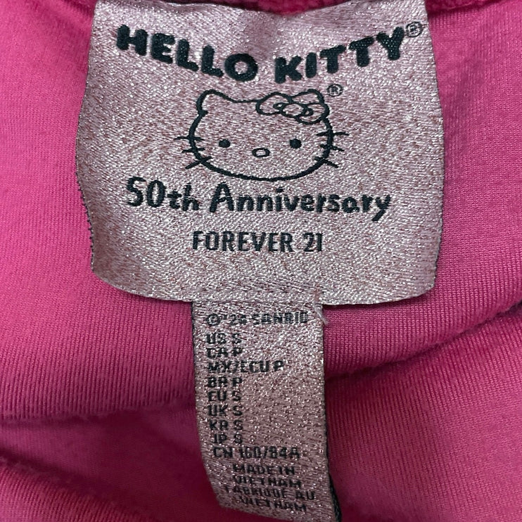 Forever 21 Hello Kitty Pink Tube Bandeau Rhinestone Flare Pants 2 Piece Set Sz S