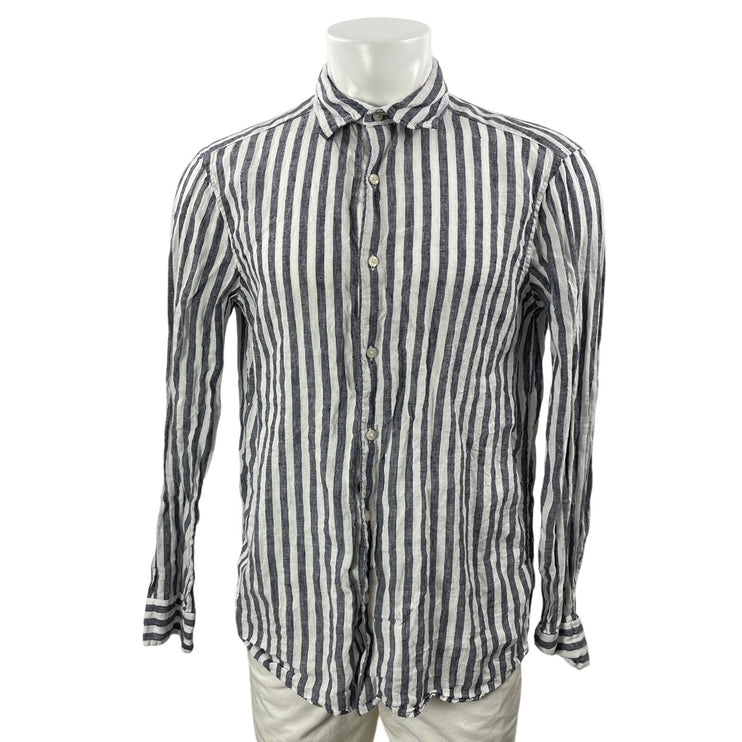 Vineyard Vines Men's Gray 100% Linen Striped Long Sleeve Button Down Shirt Top M