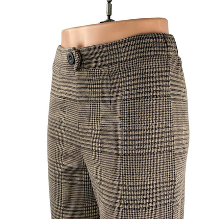 Active USA Women's Plaid Check High Rise Bootcut Flare Trousers Dress Pants Sz S