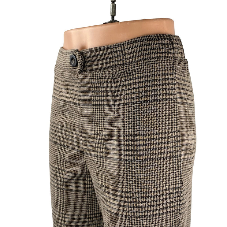 Active USA Women's Plaid Check High Rise Bootcut Flare Trousers Dress Pants Sz S