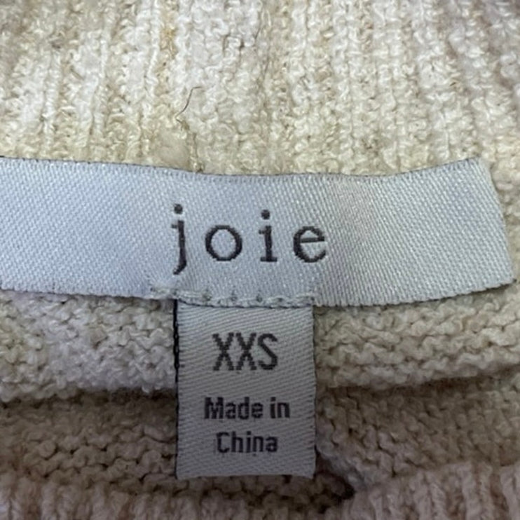 Joie Cream Linen Crew Neck Twist Front Long Sleeve Pullover Sweater Top Size XXS