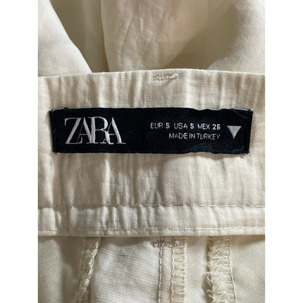 NEW Zara Women's Beige High Waisted Straight Leg Trousers Dress Pants Size S
