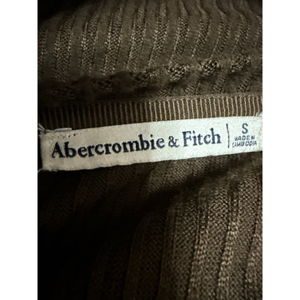 Abercrombie & Fitch Olive Green Ribbed Knit Long Sleeve Cropped Sweater Top Sz S