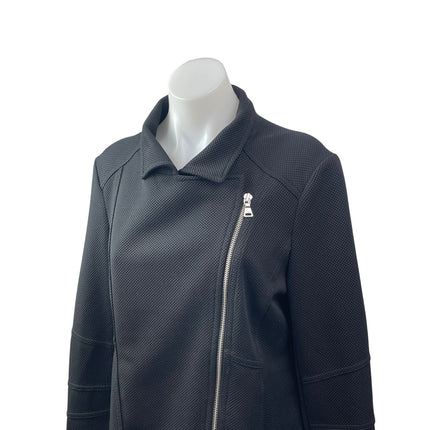 Express Women;s Black Long Sleeve Asymmetric Zip Textured Moto Biker Jacket L