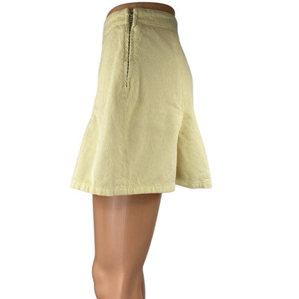 Urban Outfitters BDG Cream Yellow Corduroy Pleated Zipper Mini A-Line Skirt Sz S